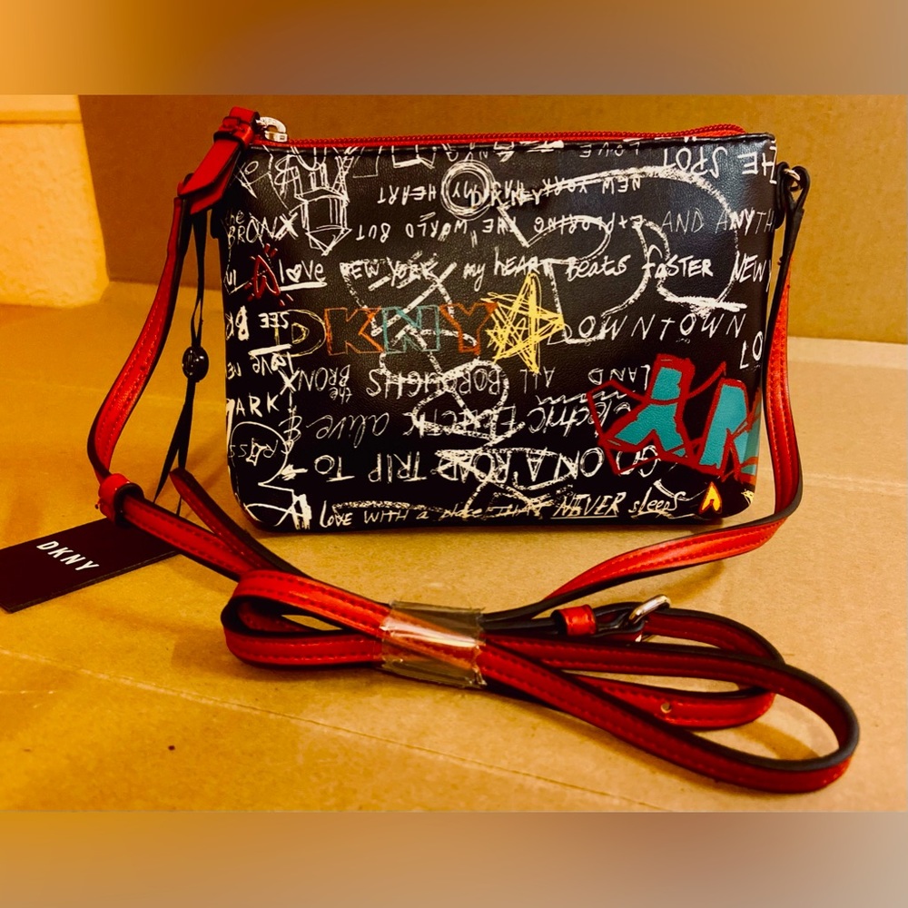 DKNY Graffiti Top Zip Crossbody Bag